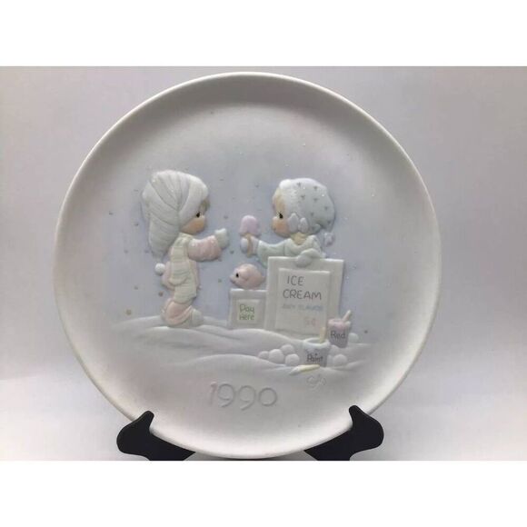 Precious Moments "WISHING YOU A YUMMY CHRISTMAS" Plate # 523801 1990 Flame - Picture 5 of 6